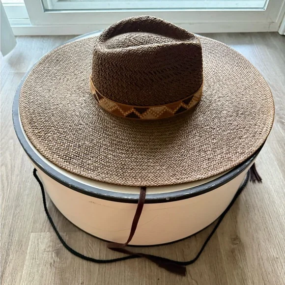 lack of color the rancho brown oversized wide brim straw fedora beach hat medium - Picture 3 of 8